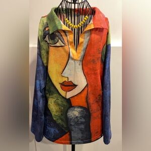 Colorful Abstract Art Women's Top/Blouse Size M